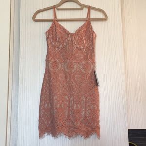 Bebe pink/nude lace corset top dress